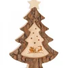 Waldfabrik, photophore en bois et étoile sapin de Noël Sapin De Noël En Bois Avec Gravure Père Noël Et Luge, 15 Cm