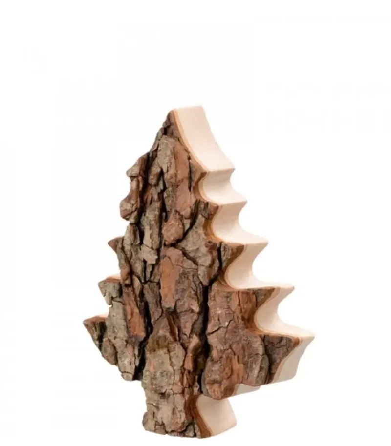 Waldfabrik, photophore en bois et étoile sapin de Noël Sapin En Bois Déco En Ecorce 12 Cm