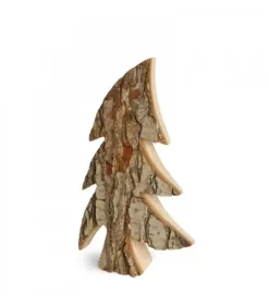 Waldfabrik, photophore en bois et étoile sapin de Noël Sapin En Bois, Forme Penchee, 21 Cm