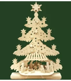 Ratags, décos de Noël lumineuses en bois Sapin Lumineux Led En Bois Avec Crèche De Noël Et Personnages